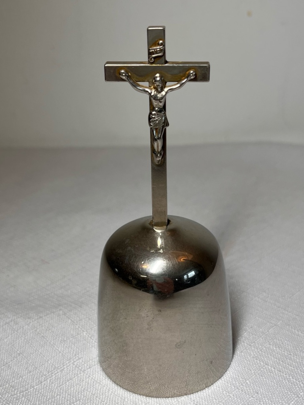 Vintage Single Church Communion Bell, Crucifix Handle chalice; single hand bell